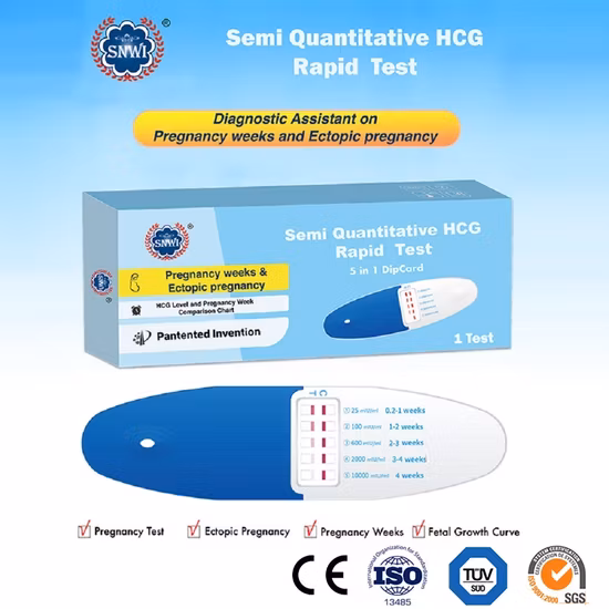 Kit de teste de HCG para uso doméstico por atacado Tiras de teste de gravidez HCG de urina em um passo